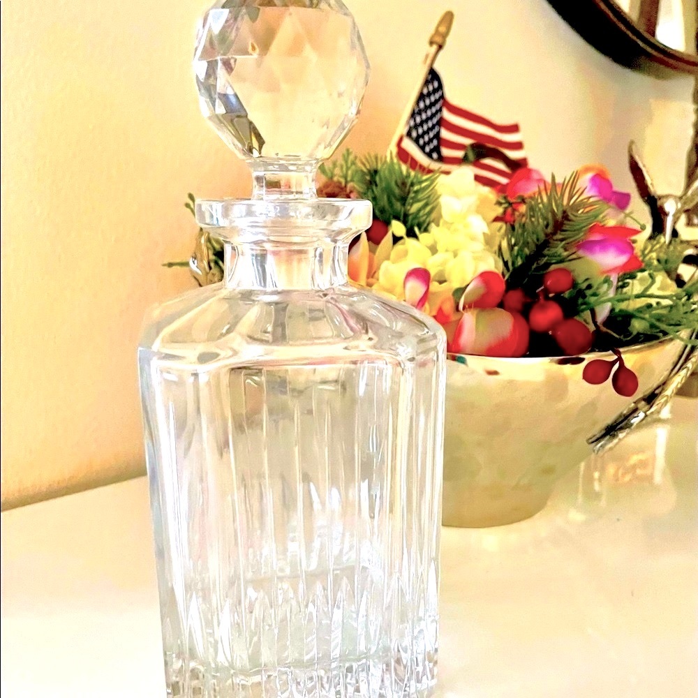 Crystal led decanter Contemporary Vertical  lines 10.25” T  by 4” W